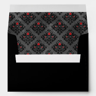 Enveloppe gothique Mariage damassé rouge et noire