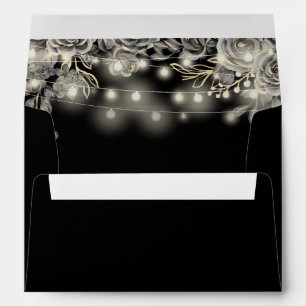Enveloppe Gothique Noir Et Or Roses Lumières Adresse de reto