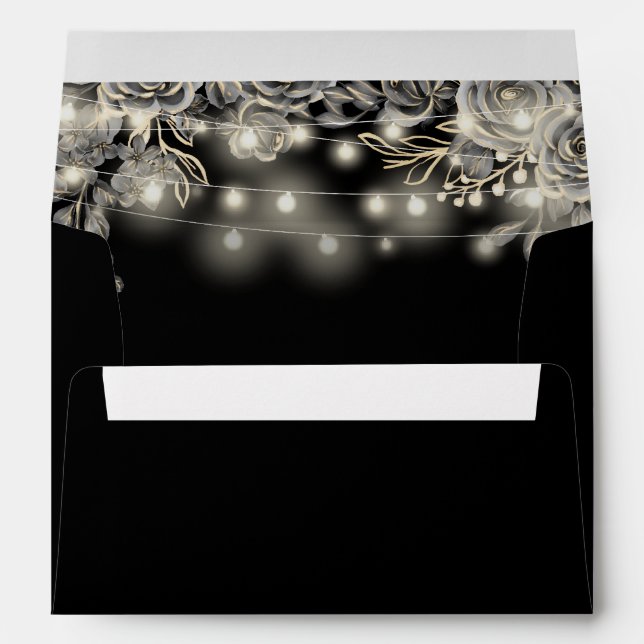 Enveloppe Gothique Noir Et Or Roses Lumières Adresse de reto (Dos (Bas))