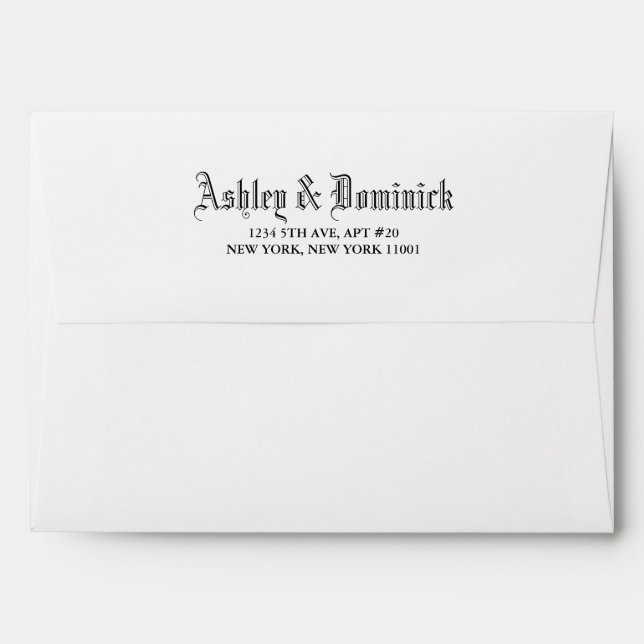 Enveloppe Gothique Simple Mariage Adresse de retour (Dos (Haut rabat))