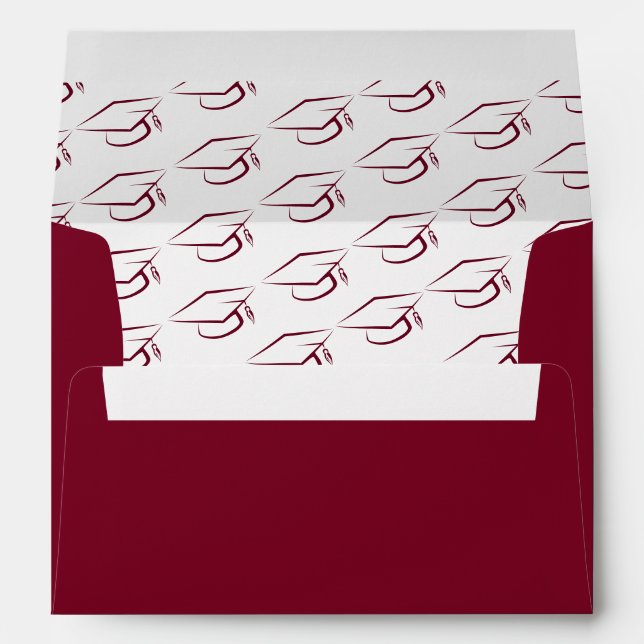 Enveloppe Graduation 2025 Bourgogne Casquette Motif (Dos (Bas))