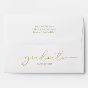 Enveloppe Graduation Calligraphie Script Gold Graduate