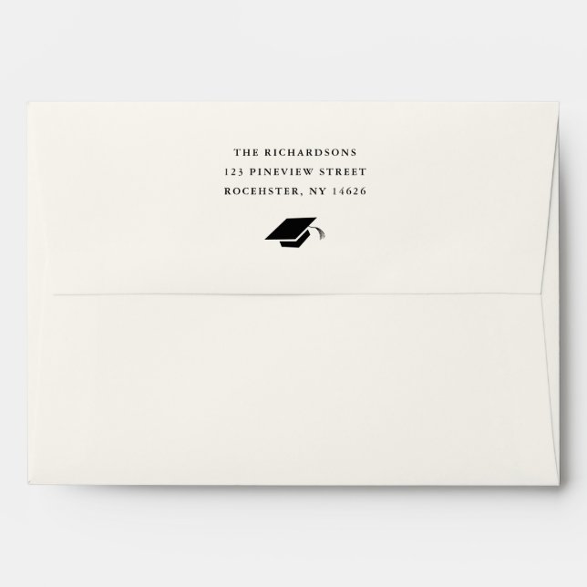 Enveloppe Graduation classique simple en noir et blanc (Dos (Haut rabat))
