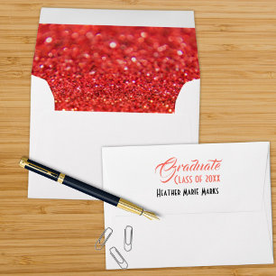 Enveloppe Graduation Coral Typographie Parties scintillant B