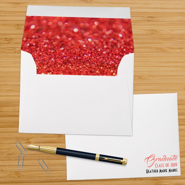 Enveloppe Graduation Coral Typographie Parties scintillant B (Créateur téléchargé)