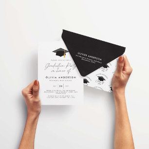 Enveloppe Graduation élégant moderne noir blanc classe de