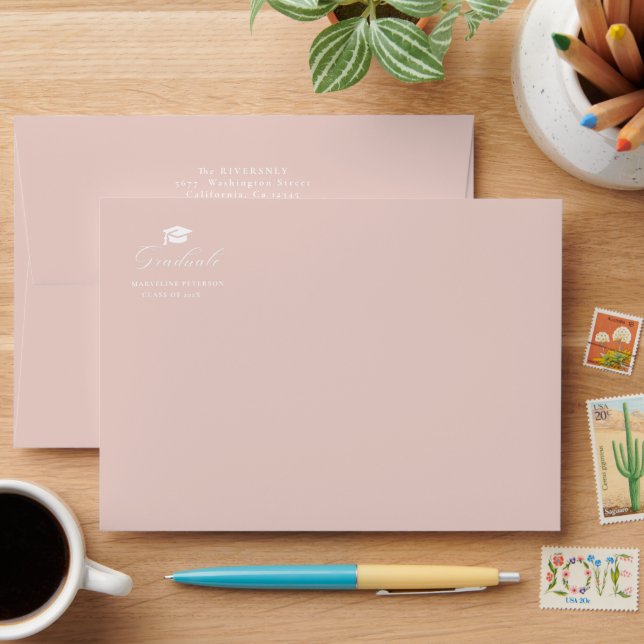 Enveloppe Graduation moderne Blush Pink (Desk)