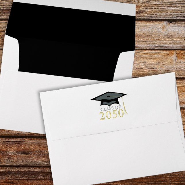 Enveloppe Graduation Moderne Classique Mortarboard Or Noir (Créateur téléchargé)