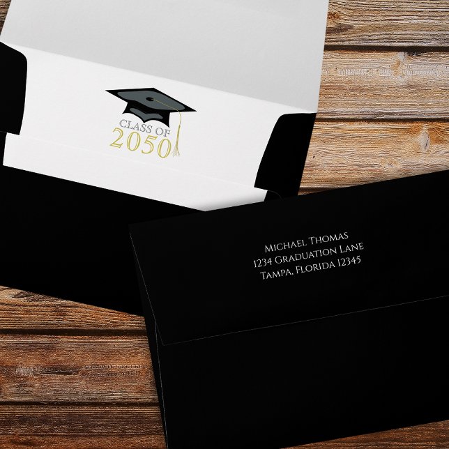Enveloppe Graduation Moderne Minimaliste Mortarboard Or (Créateur téléchargé)