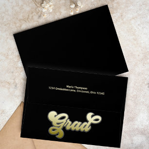 Enveloppe Graduation Noir et Or Retro sur mesure
