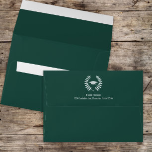 Enveloppe Graduation Simple Classic Lauréat Vert foncé