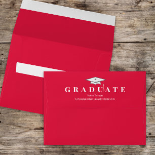Enveloppe Graduation Simple Classique Moderne Crimson Rouge