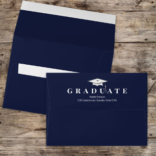 Enveloppe Graduation Simple Classique Moderne Marine Bleu Gr