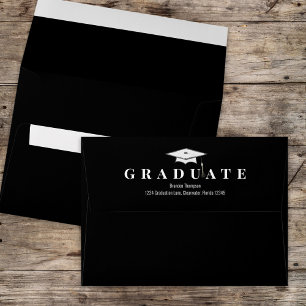 Enveloppe Graduation Simple Classique Moderne Noir de base