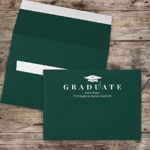 Enveloppe Graduation Simple Classique Moderne Vert foncé