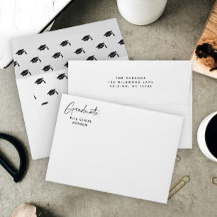 Enveloppe Graduation simple en noir et blanc
