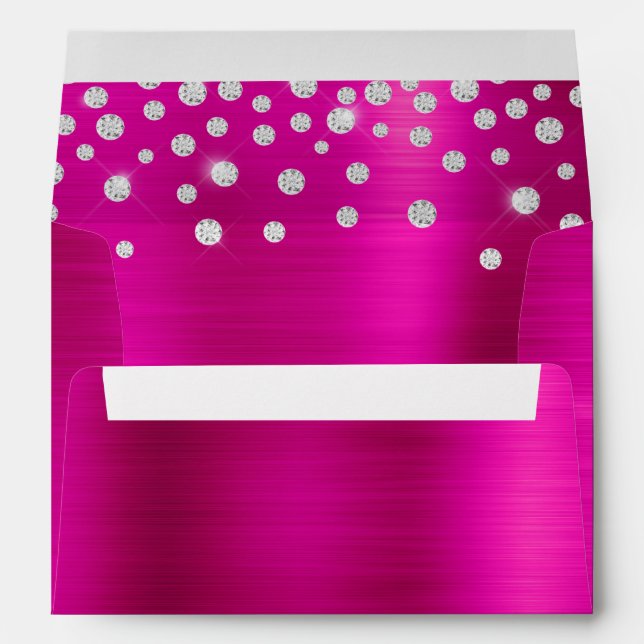 Enveloppe Grand Confetti en diamant à huile rose chaude (Dos (Bas))