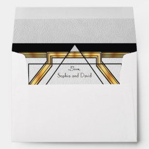 Enveloppe Grand Mariage Gatsby Gold White Art Déco