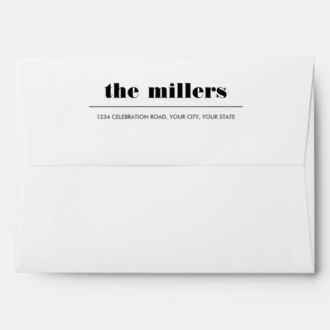Enveloppe Graphique minimal | Black HIPSTER - Adresse de ret (Dos (Haut rabat))