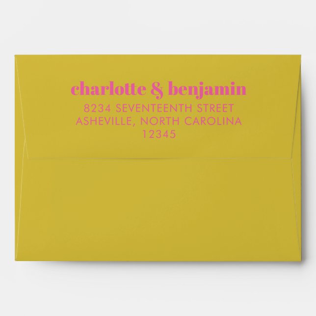Enveloppe Gras Bright rose et jaune typographie moderne (Dos (Haut rabat))