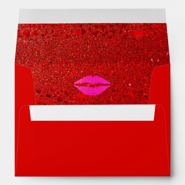 Enveloppe Gras lèvres rose rouge glam parties scintillant co (Dos (Bas))