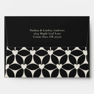 Enveloppe Gras Noir Crème Rétro Fleurs