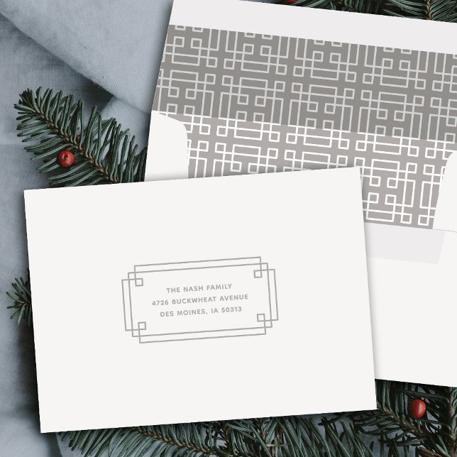 Enveloppe Gray Elegant Deco Frame Holiday Envelope (Créateur téléchargé)