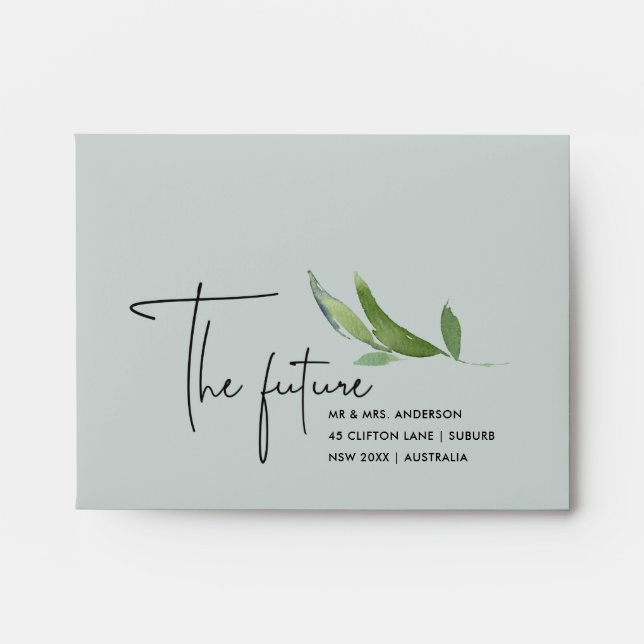 ENVELOPPE GRAY FAUNA THE FUTURE MR & MRS RSVP RETOUR ADRESSE (Devant)