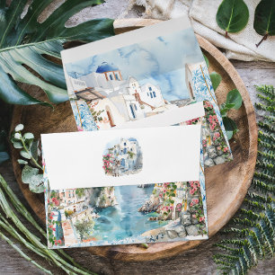 Enveloppe Grèce Mariage méditerranéen illustré