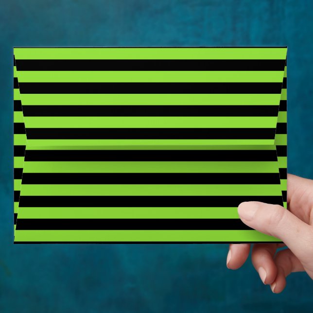 Enveloppe Green Black Stripes Halloween fêtes Invitations (Hand)