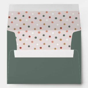 Enveloppe Green Boho Polka Dot Christmas Invitation