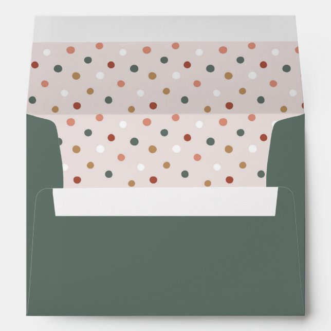 Enveloppe Green Boho Polka Dot Christmas Invitation (Dos (Bas))