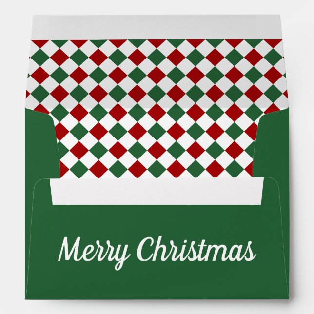 Enveloppe Green Checked Joyeux Noël Adresse de retour (Dos (Bas))
