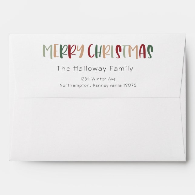 Enveloppe Green Décontracté coloré Joyeux Noël Invitation (Dos (Haut rabat))