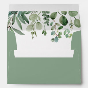 Enveloppe Green Eucalyptus Feuilles retour Adresse 5x7 Maria