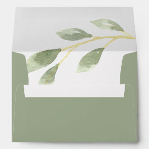 Enveloppe Green Foliage Botanical Pre-Printed Adresse 5x7