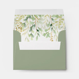 Enveloppe Green Foliage Botanical Pre-Printed Adresse RSVP