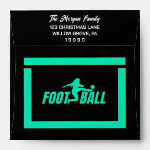 Enveloppe Green Football Player Girl, Birthday Girl Team