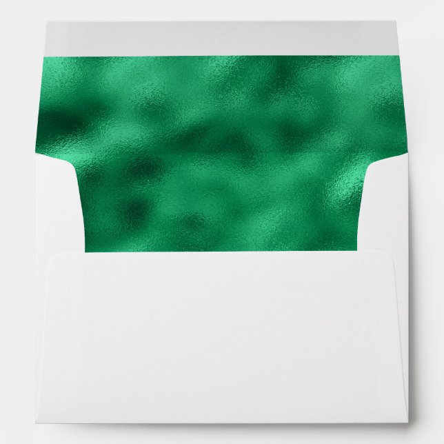 Enveloppe Green Metallic Satin Élégant Joli Chic Vacances (Dos (Bas))