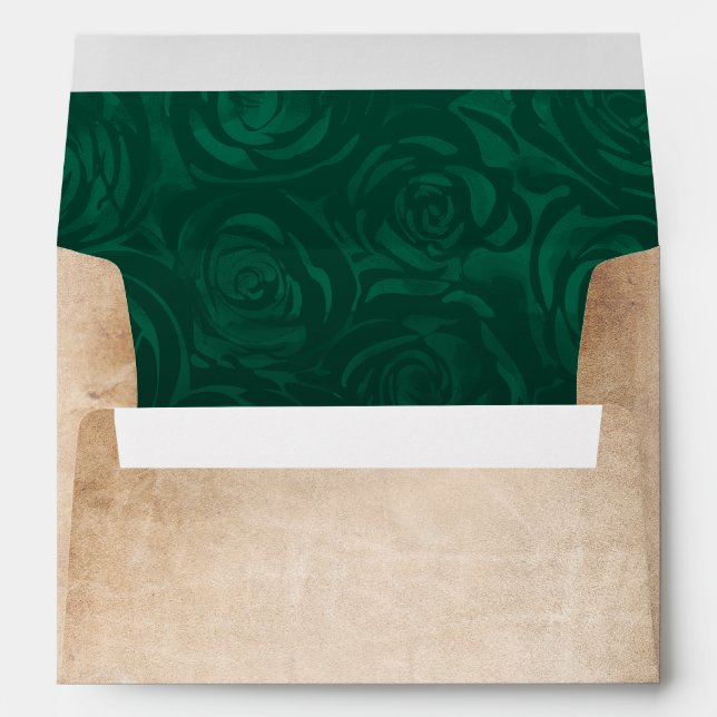 Enveloppe Green Rose Rustic Parchment Adresse de retour (Dos (Bas))