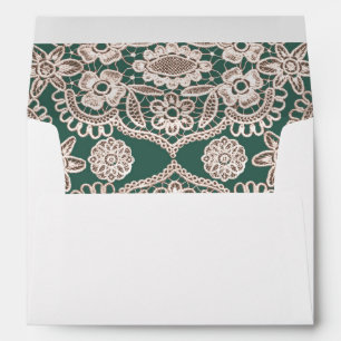 Enveloppe Green Rustic Lace Retourner l'adresse Mariage