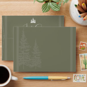 Enveloppe Green Sage Green Pine Trees Retourner l'adresse