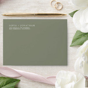 Enveloppe Green Sage Minimaliste Mariage élégant