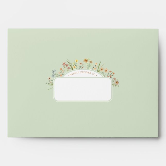 Enveloppe Green Storybook Woodland Fleur sauvage Baby shower (Devant)