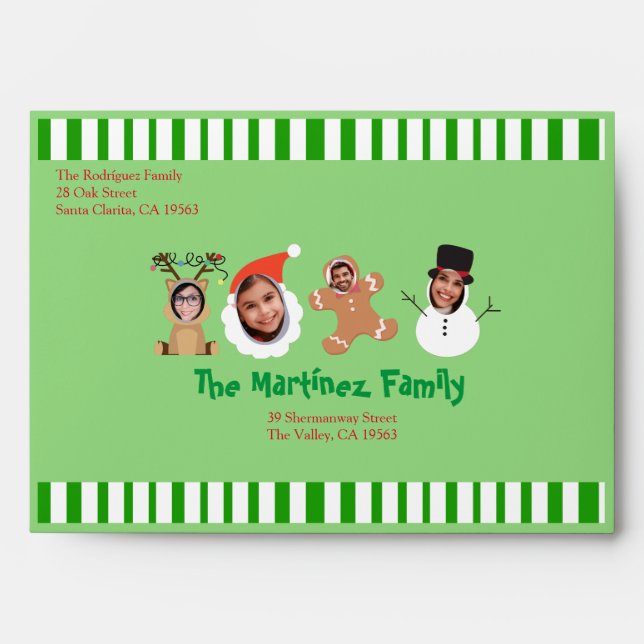 Enveloppe Green Sucre de canne Crew Family Photo Custom (Devant)
