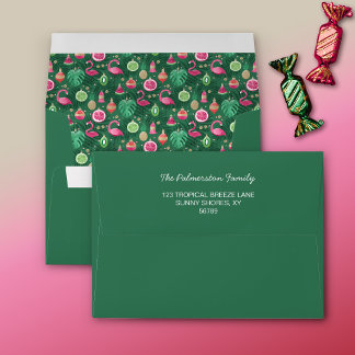 Enveloppe Green Tropical Christmas Liner Votre adresse