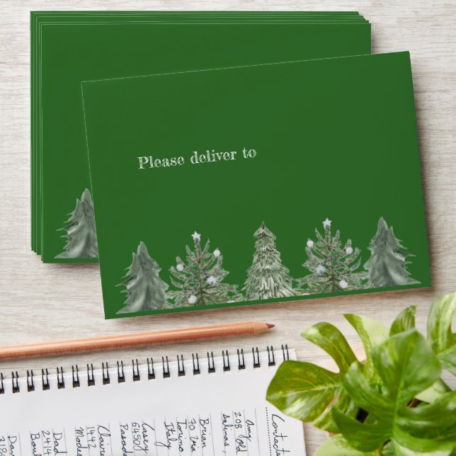 Enveloppe Green White Holiday Joyeux Noël Adresse de retour (Stacked)