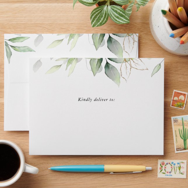 Enveloppe Greenery, Eucalyptus Leaves, Boho, Baptism (Desk)
