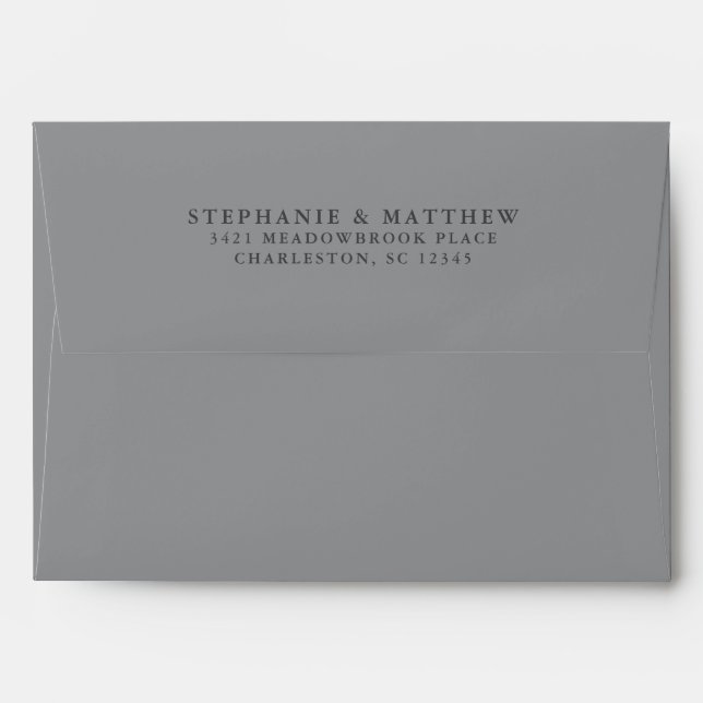 Enveloppe Grey White Mariage Chic Adresse de retour Elegant (Dos (Haut rabat))