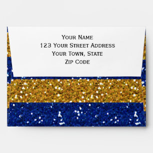 Enveloppe Grilles de Parties scintillant bleues Gold et Navy